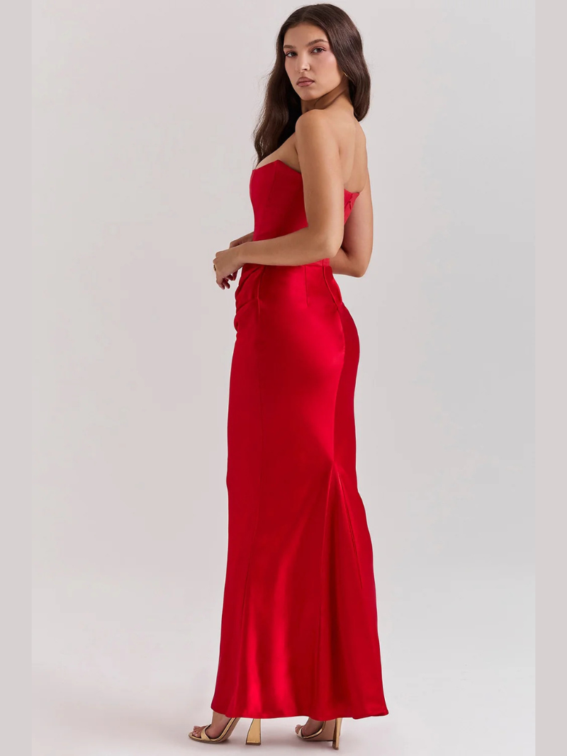 Robe Longue Femme Bustier Satin Éclatante