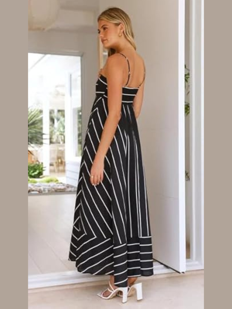 Robe Longue Bohème à Spaghetti et Dos Élastique