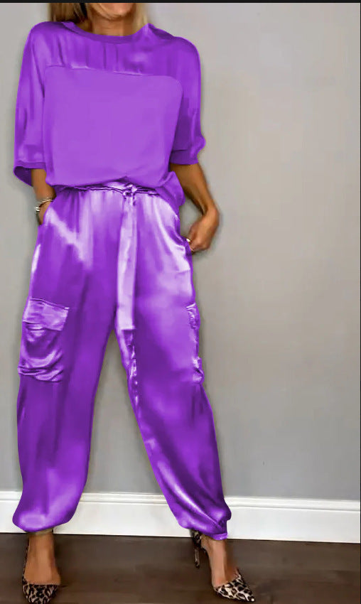 Ensemble 2 Pièces Femme en Satin Doux