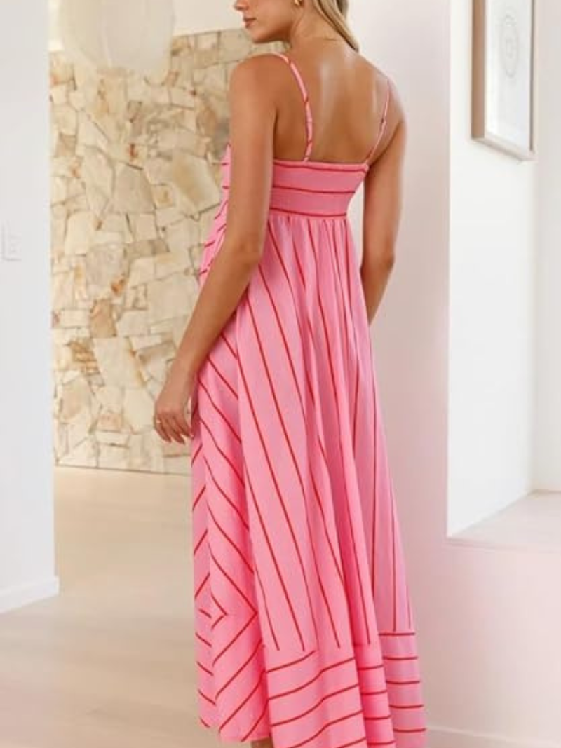 Robe Longue Bohème à Spaghetti et Dos Élastique