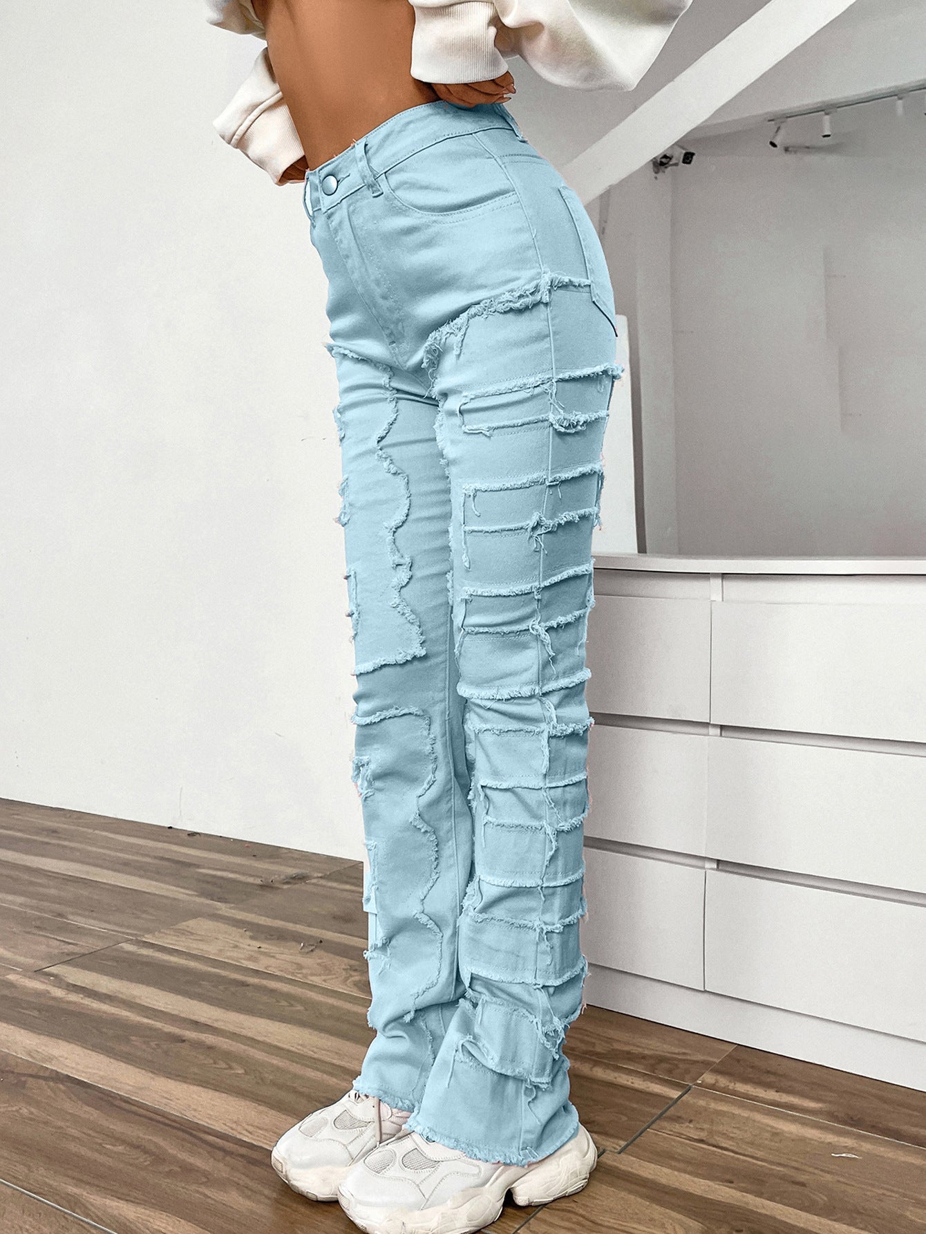 Jean Femme Coupe Droite Brodé