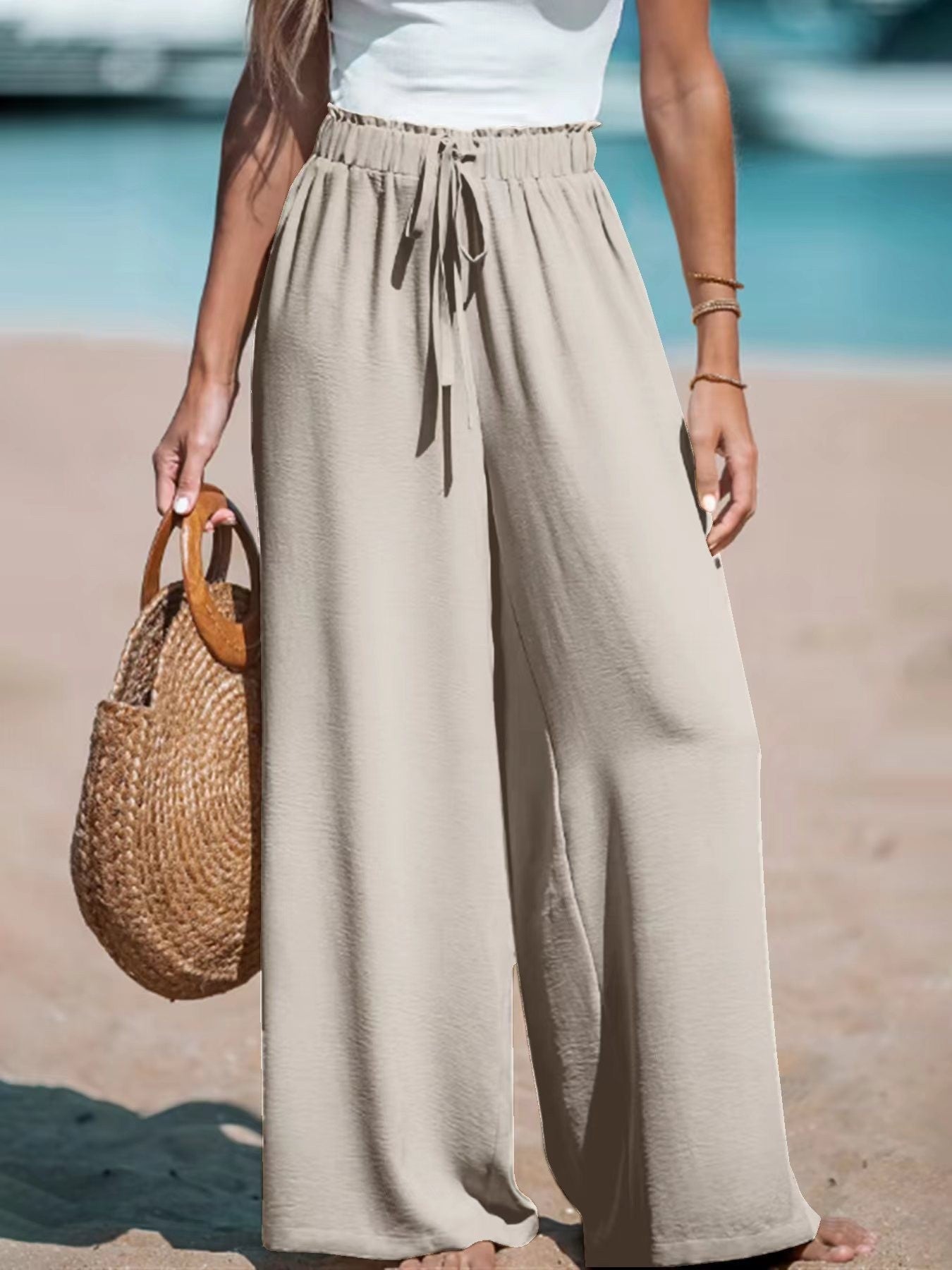 Pantalon Large Décontracté Élégant Femme