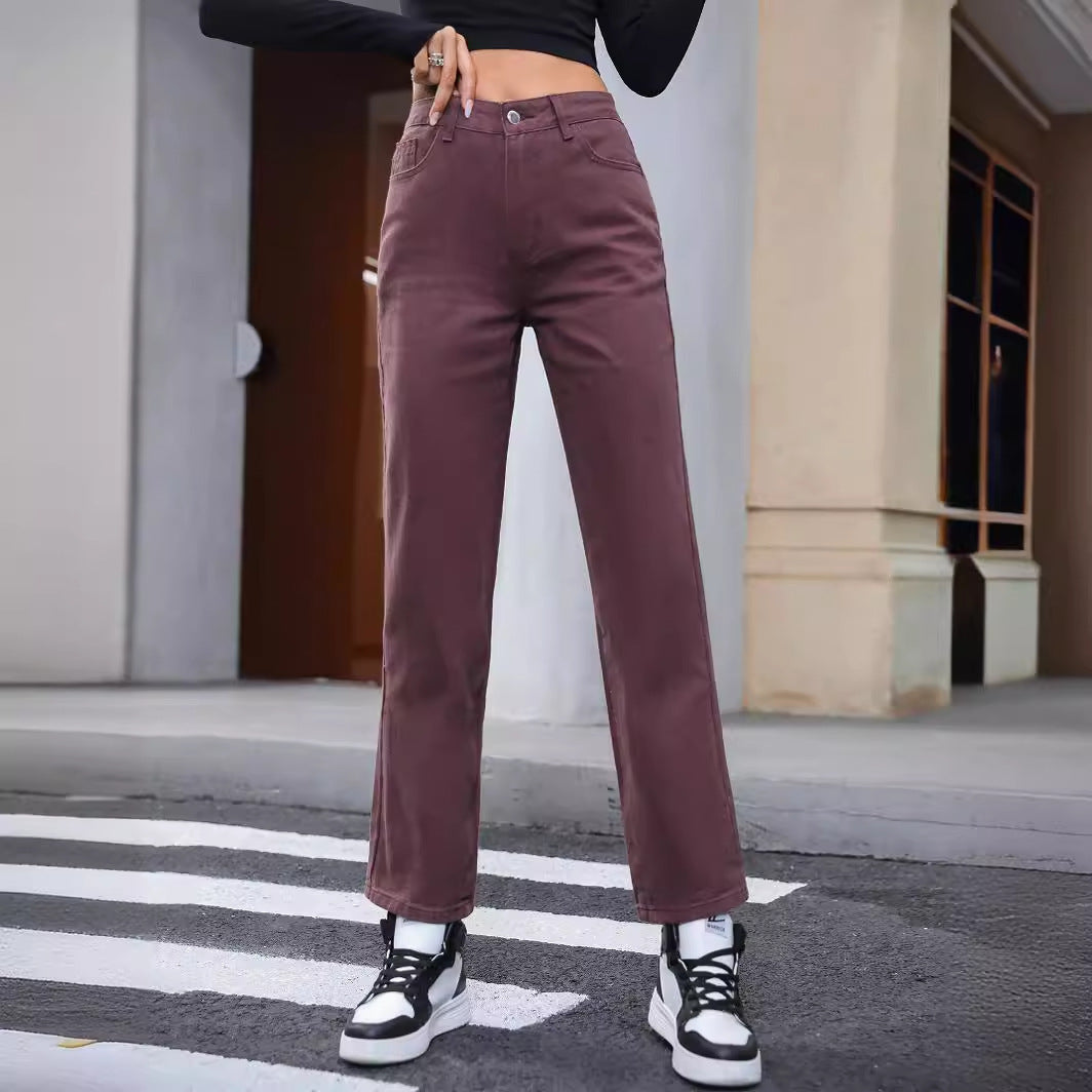 Jean Droit Taille Haute Rétro