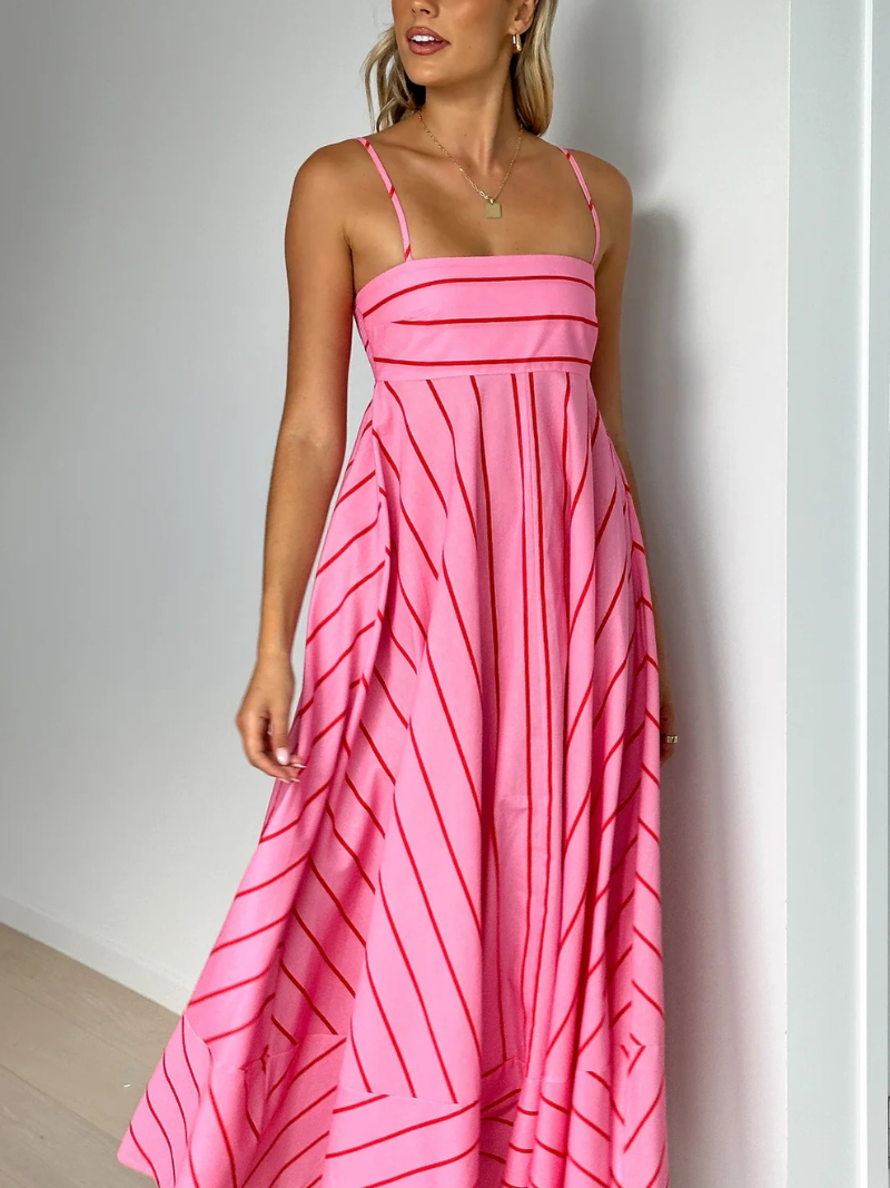 Robe Longue Bohème à Spaghetti et Dos Élastique