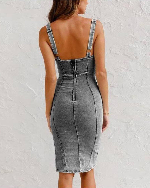Robe Sawsan | Camisole en Denim Ajustée