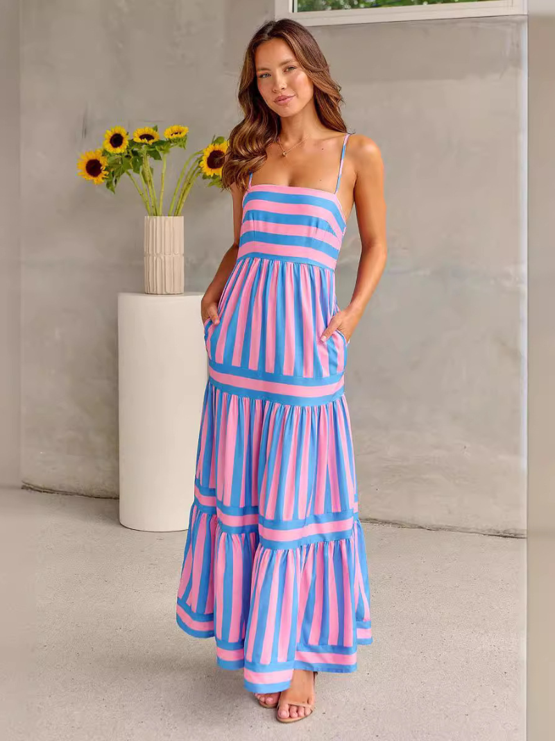 Robe Rayée Femme Dos Nu