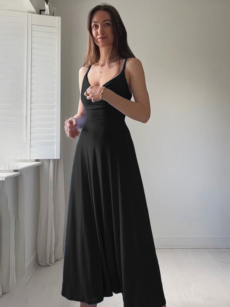 Robe Élégante Ajustée Col V Femme