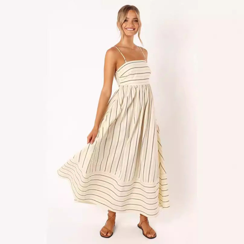 Robe Rayures et Décontractée à Bretelles Fines
