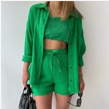 Look Printanier Décontracté – Ensemble Chemise & Short Taille Haute