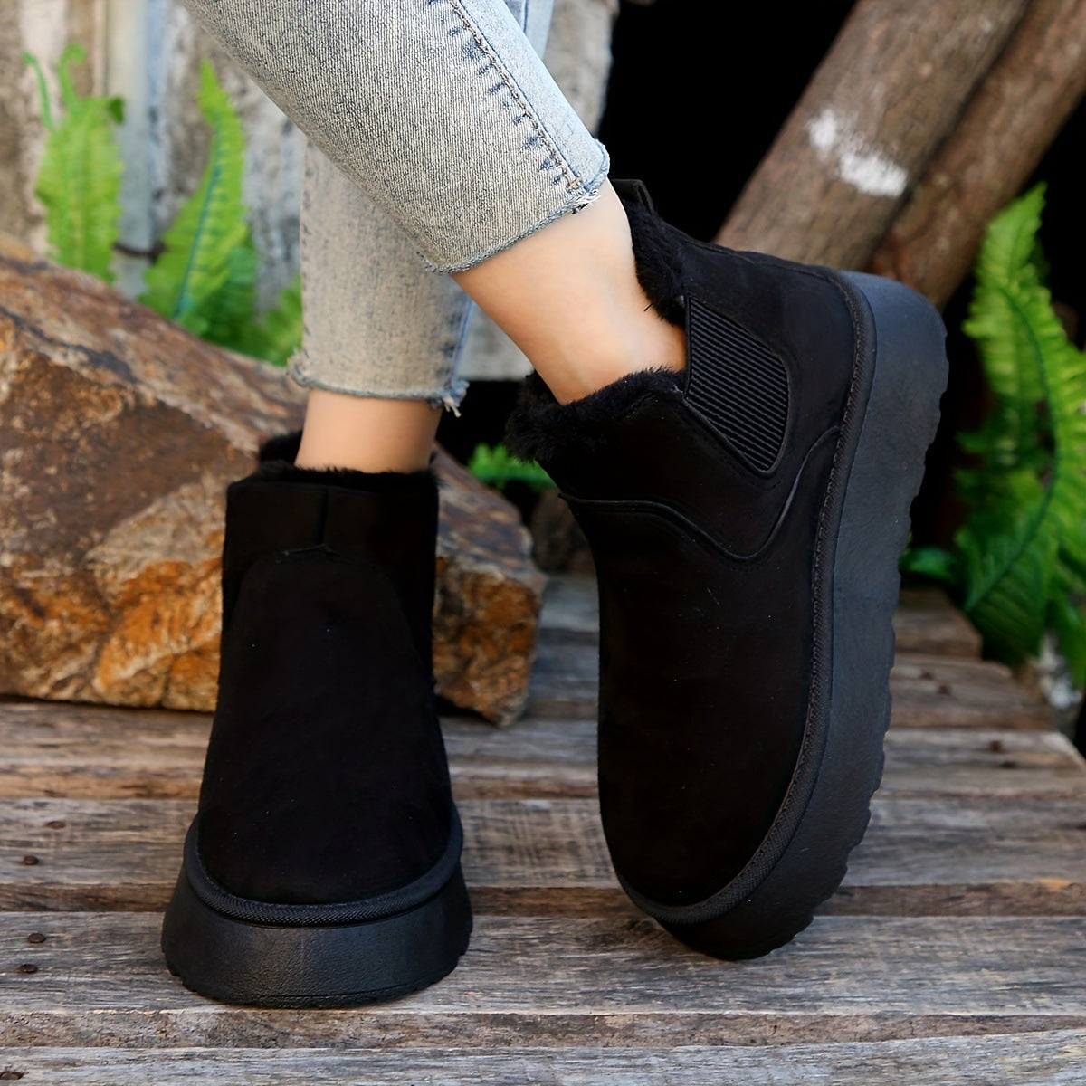 Bottes femme d'Hiver Chaudes à Semelles Épaisses