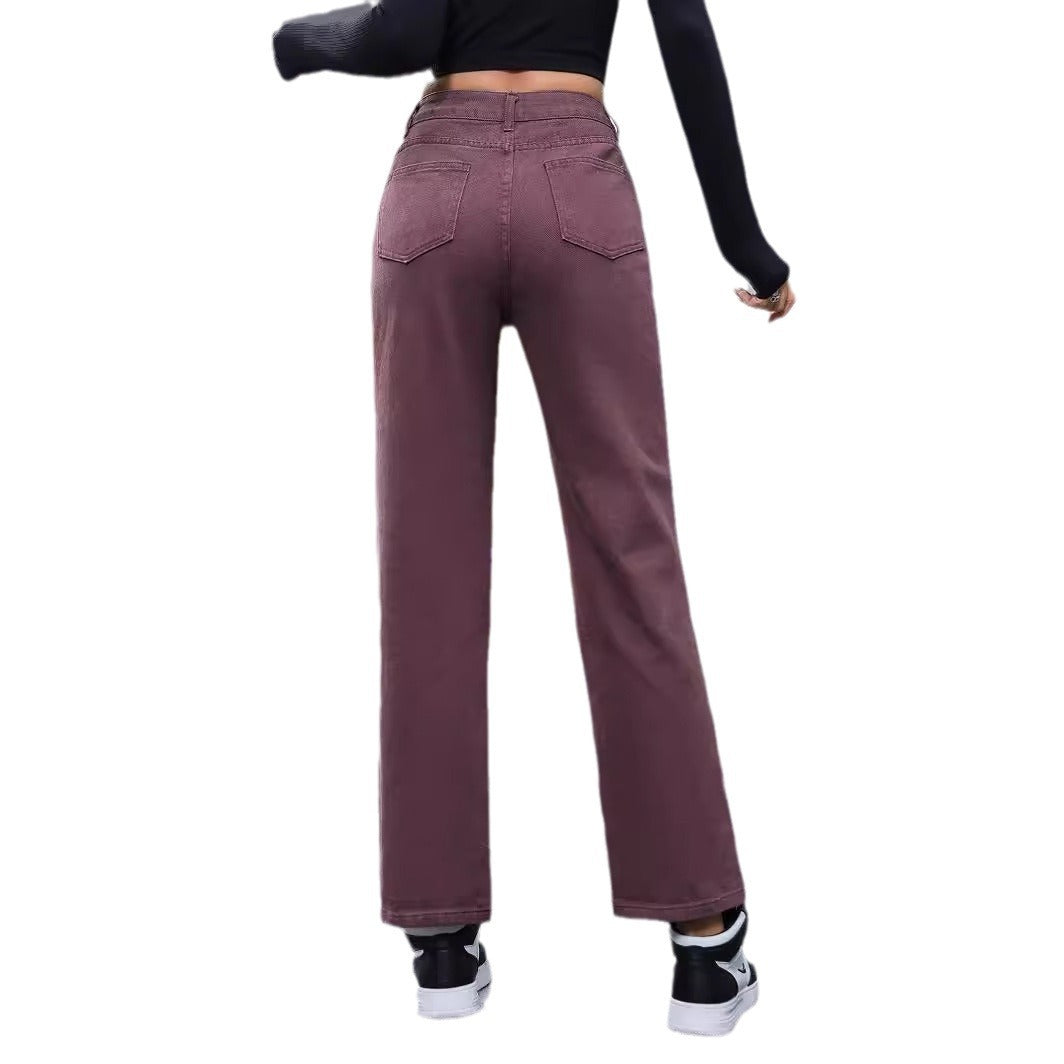 Jean Droit Taille Haute Rétro