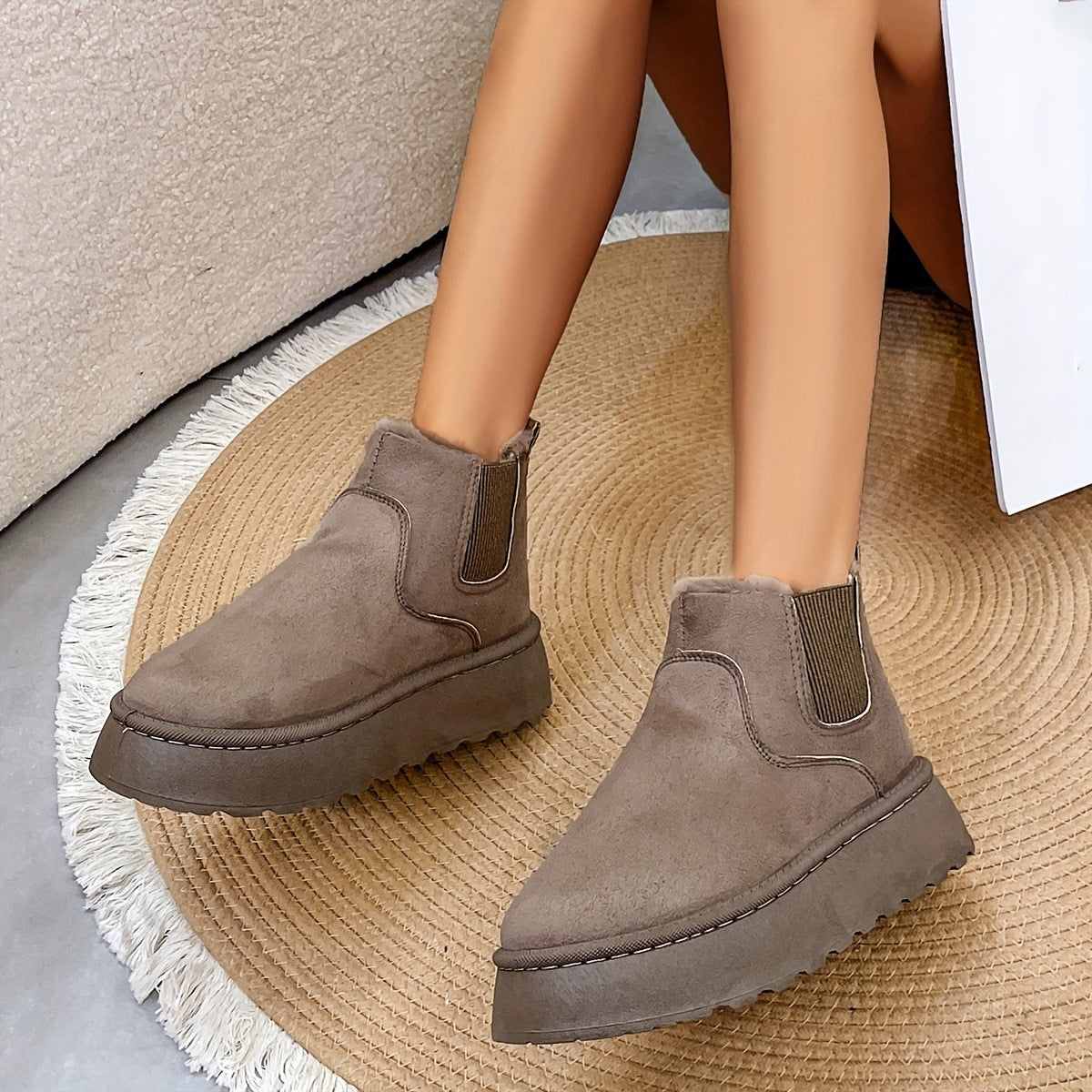 Bottes femme d'Hiver Chaudes à Semelles Épaisses