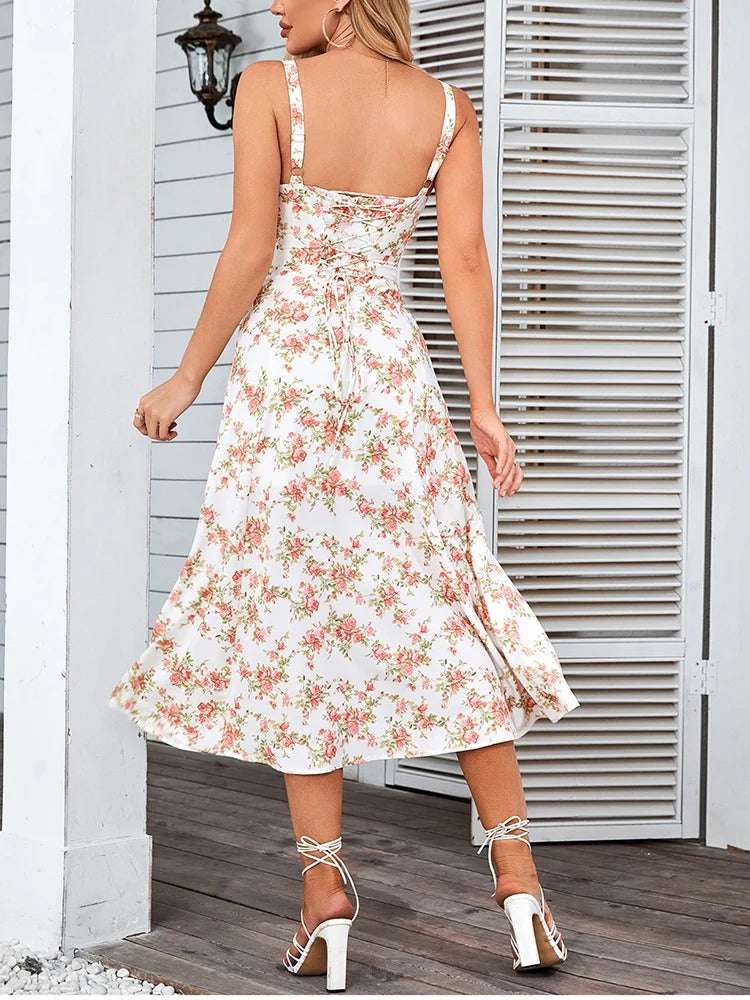 Robe Mi-Longue à Corset Chic