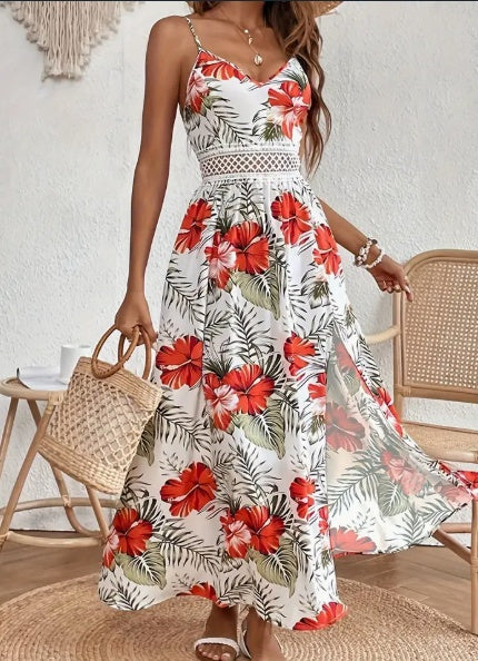 Veloura – Robe Maxi Fleurie à Bretelles Ajustables