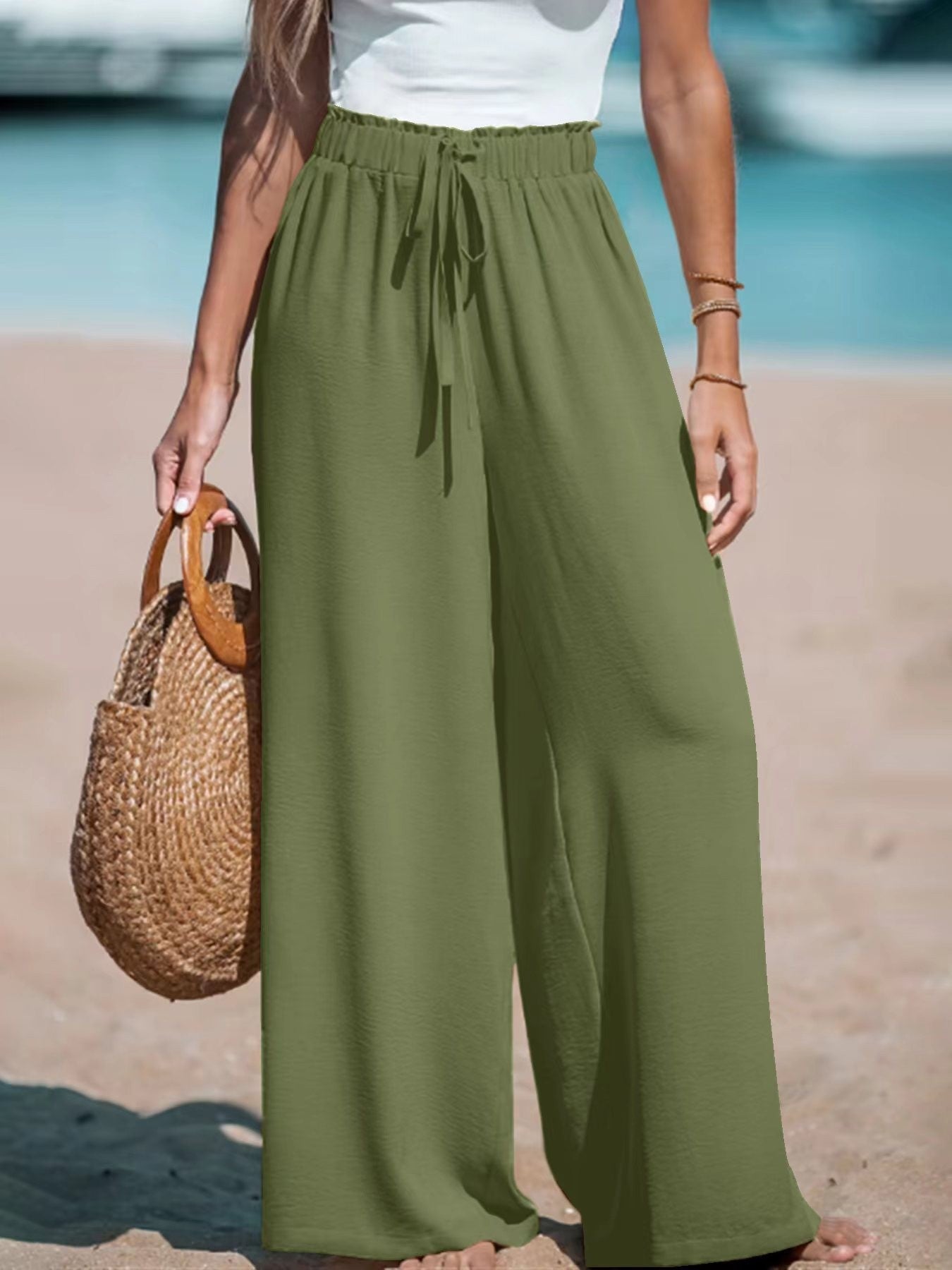 Pantalon Large Décontracté Élégant Femme