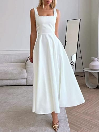 Robe Femme Style Col Carré Élégante
