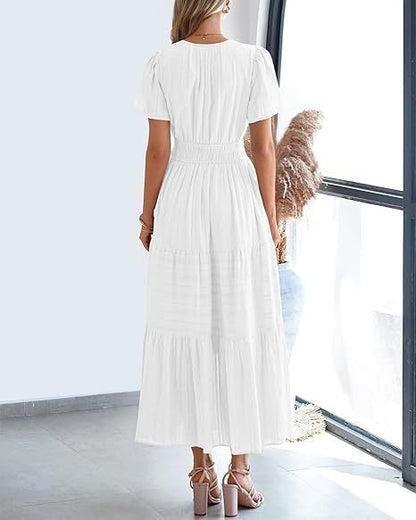 Robe Volantée à Manches Bouffantes