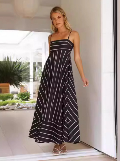 Robe Longue Bohème à Spaghetti et Dos Élastique
