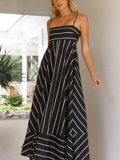 Robe Longue Bohème à Spaghetti et Dos Élastique
