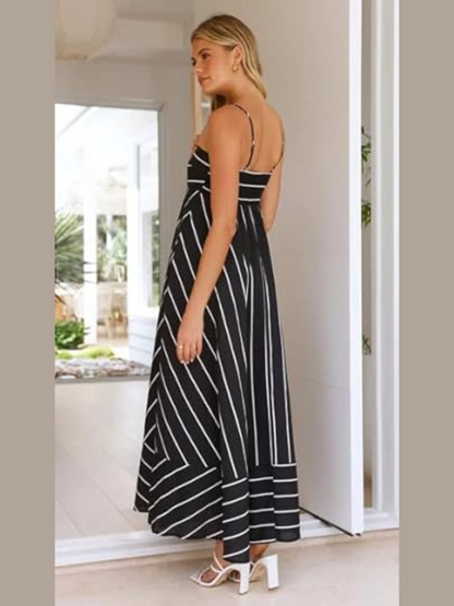 Robe Longue Bohème à Spaghetti et Dos Élastique