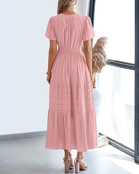 Robe Volantée à Manches Bouffantes