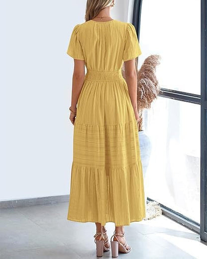 Robe Volantée à Manches Bouffantes