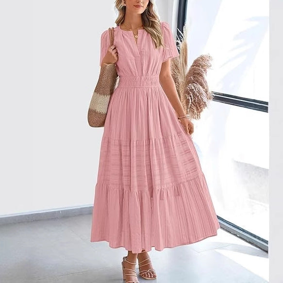 Robe Volantée à Manches Bouffantes