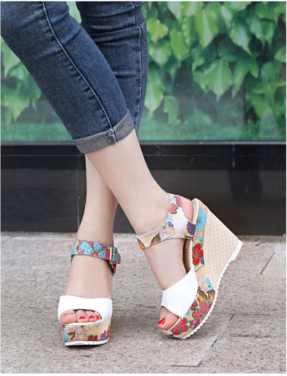 Sandales à Talons Hauts Fleuris