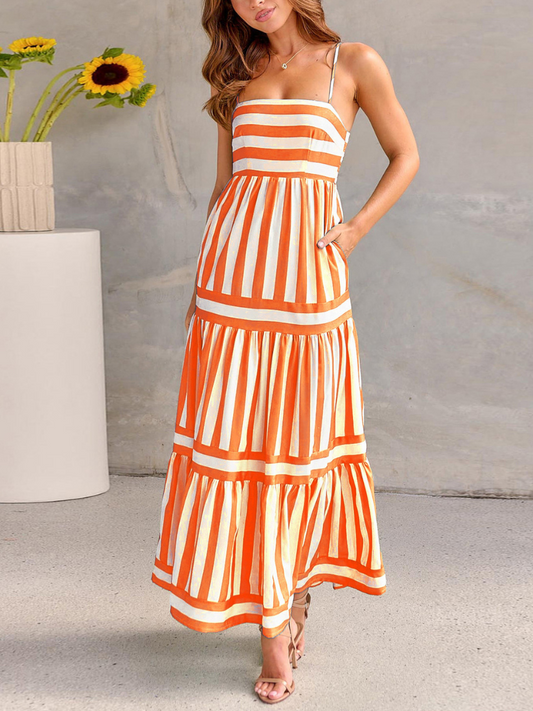 Robe Rayée Femme Dos Nu