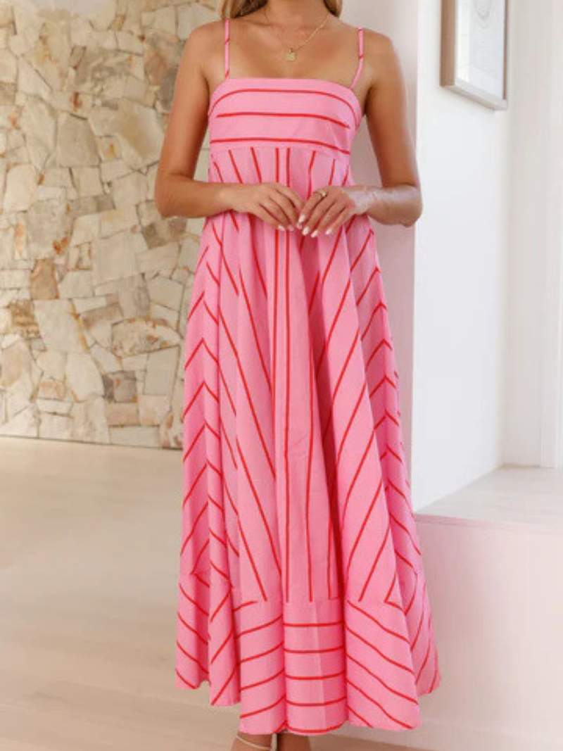 Robe Longue Bohème à Spaghetti et Dos Élastique