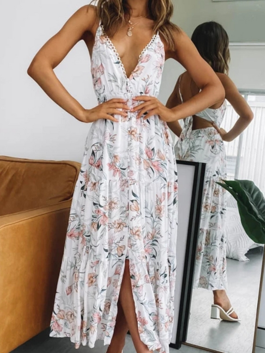 Robe Style Pastoral Fleurie Bretelles