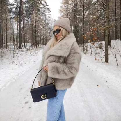 Veste duveteuse en fausse fourrure pour femme