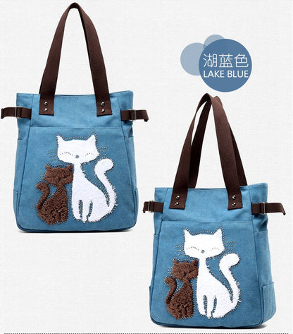 Sac en Toile avec Chat Mignon Appliqué