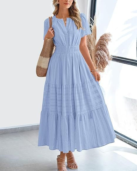 Robe Volantée à Manches Bouffantes