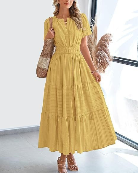 Robe Volantée à Manches Bouffantes