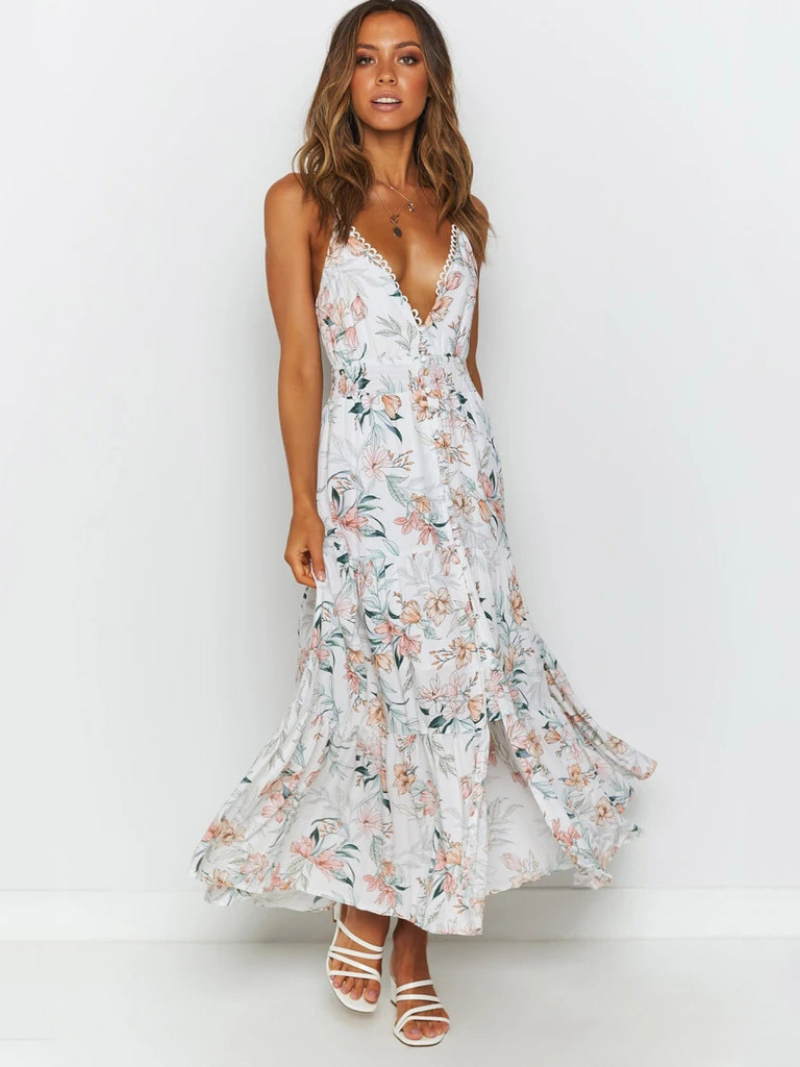 Robe Style Pastoral Fleurie Bretelles