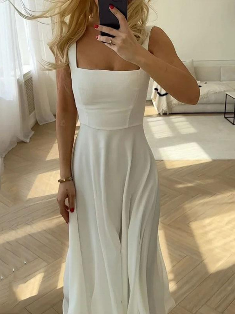 Robe Femme Style Col Carré Élégante