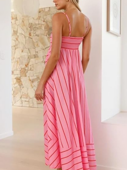 Robe Longue Bohème à Spaghetti et Dos Élastique
