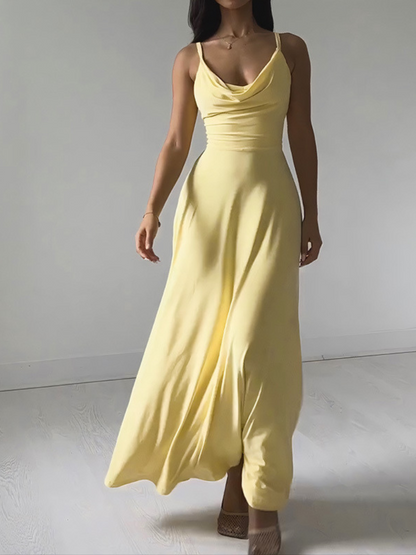 Robe Élégante Ajustée Col V Femme