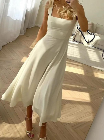Robe Femme Style Col Carré Élégante