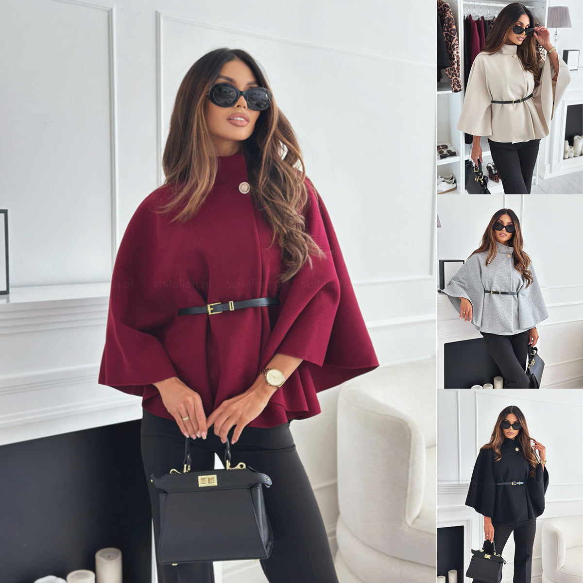 Poncho Milka Ceinturé | Modernité  Charme