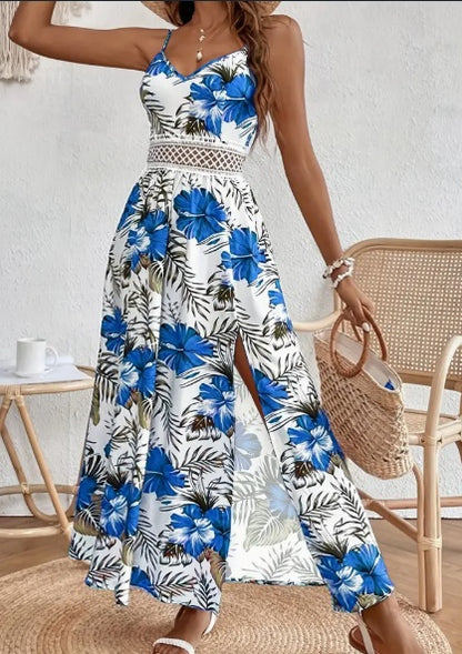 Veloura – Robe Maxi Fleurie à Bretelles Ajustables