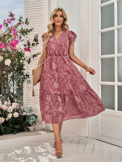 Robe Col V Sans Manches Décontractée