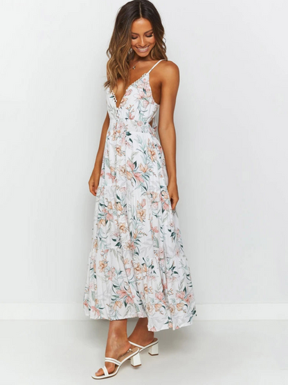 Robe Style Pastoral Fleurie Bretelles