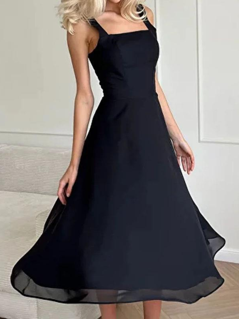 Robe Femme Style Col Carré Élégante