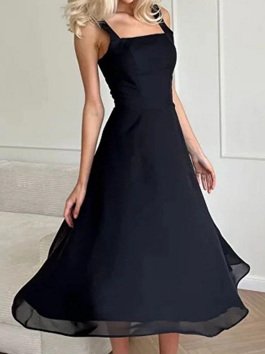 Robe Femme Style Col Carré Élégante