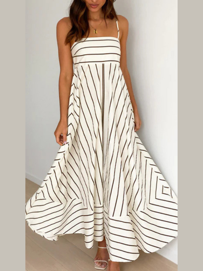 Robe Longue Bohème à Spaghetti et Dos Élastique