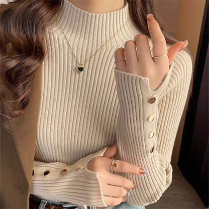 Pull Aroura Élégante et semi-col montant tendance