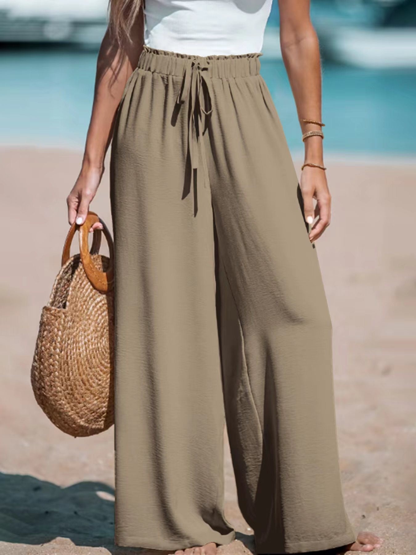 Pantalon Large Décontracté Élégant Femme