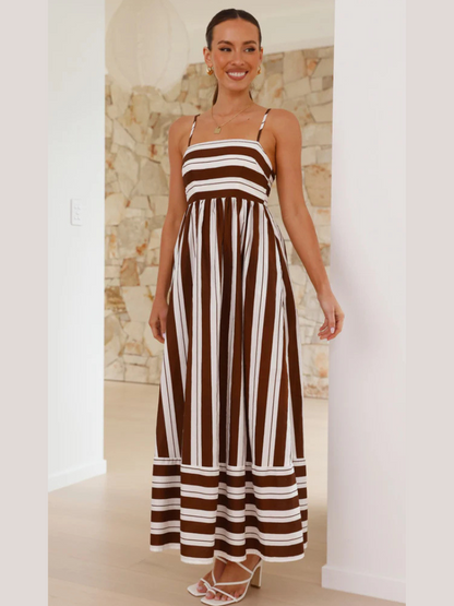 Robe Longue Bohème à Spaghetti et Dos Élastique